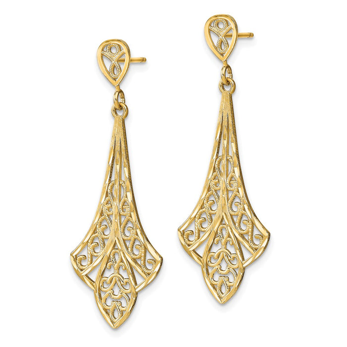 Buy 14K Gold Filigree Dangle Earrings - Stylish Design, Lightweight Luxury-2