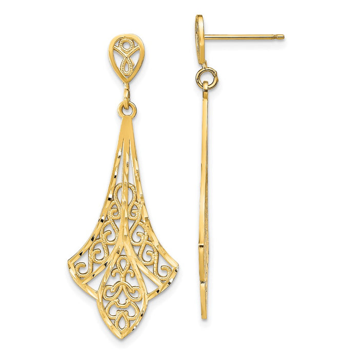 Buy 14K Gold Filigree Dangle Earrings - Stylish Design, Lightweight Luxury-1
