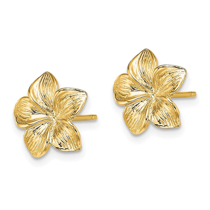 High-Quality 14K Gold Plumeria Flower Stud Earrings - Stylish & Affordable!-2