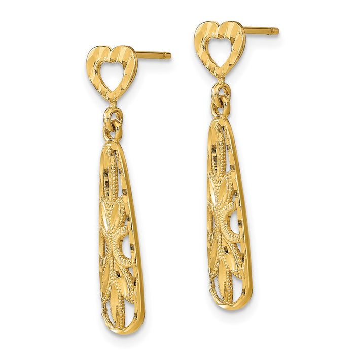 Buy Stylish 14K Gold Dangle Teardrop Heart Post Earrings - Exclusive Design-2