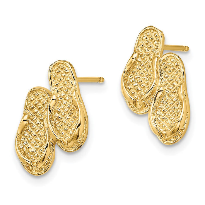 High-Quality 14K Gold Double-Sided Flip-Flop Stud Earrings - Stylish Value!-2