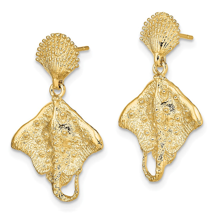 High-Quality 14K Gold Shell & Stingray Drop Earrings - Stylish Luxury Value-2