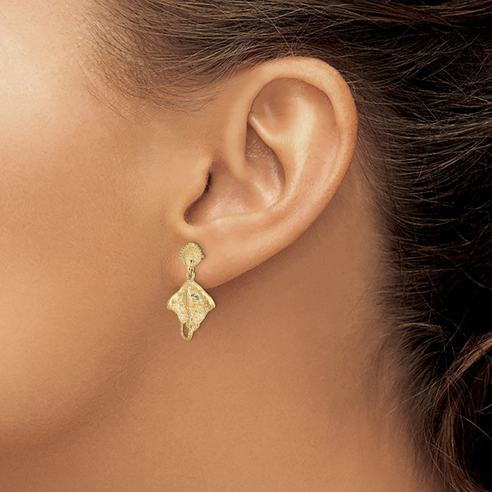 High-Quality 14K Gold Shell & Stingray Drop Earrings - Stylish Luxury Value-3