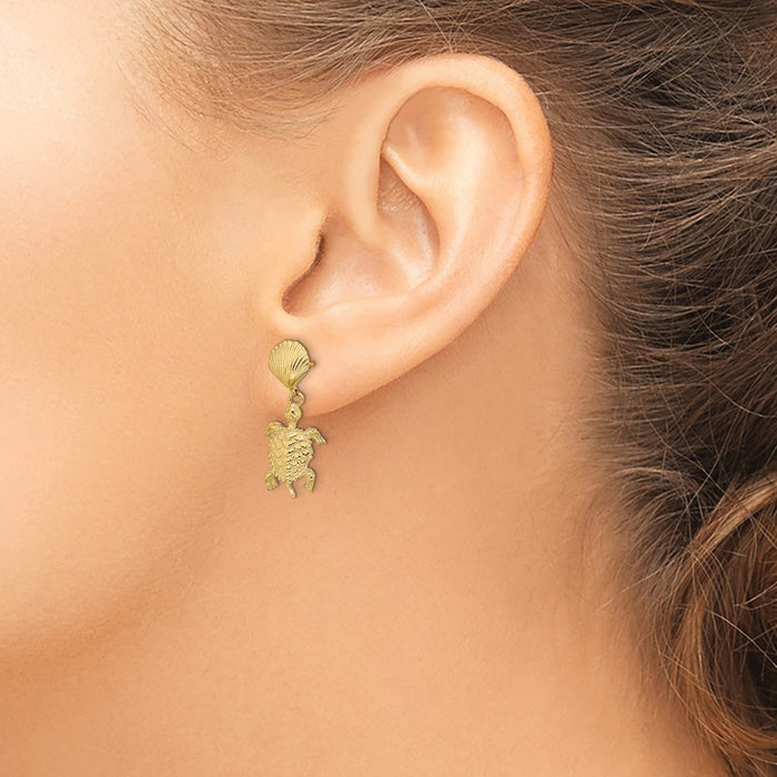 Shop Stylish 14K Gold Sea Turtle Drop Earrings | High-Quality Shell Design-3