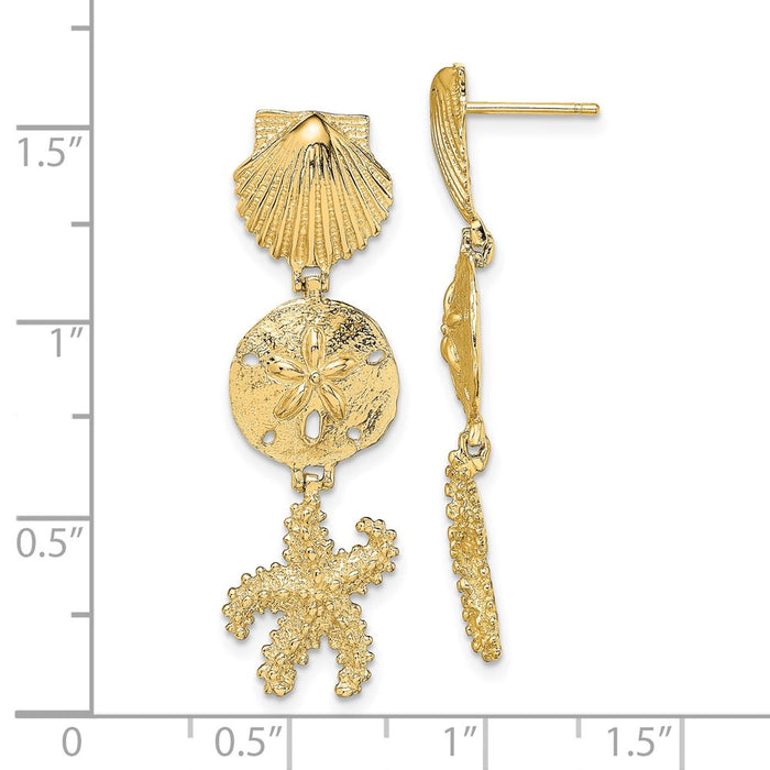 Shop Stylish 14K Gold Shell, Sand Dollar & Starfish Dangle Earrings - Value Design-4