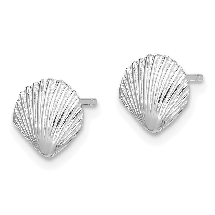 Buy Stylish 14K White Gold Scalloped Shell Stud Earrings - Affordable Luxury-2