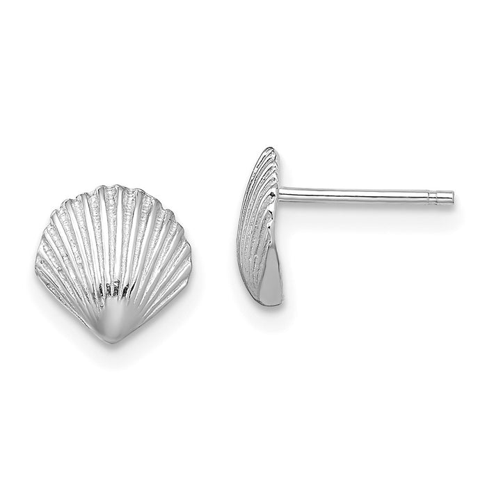 Buy Stylish 14K White Gold Scalloped Shell Stud Earrings - Affordable Luxury-1