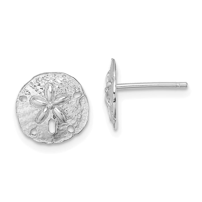 Buy Stylish 14K White Gold Mini Sand Dollar Post Earrings - High-Quality Design-1
