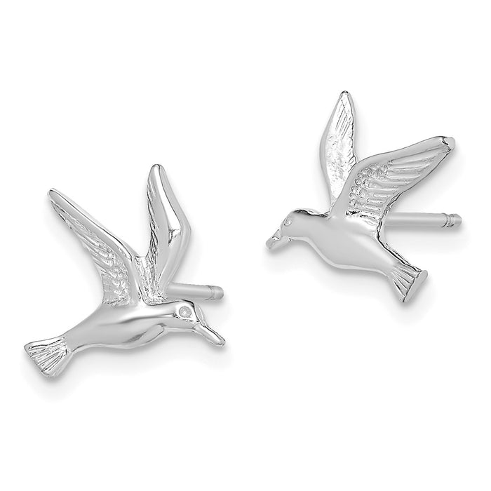 Buy Stylish Polished Seagull Post Earrings in 14K White Gold - Affordable Luxury!-2