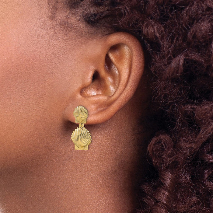 Shop 14K Gold Double Scalloped Shell Stud Earrings - Stylish & Affordable!-3