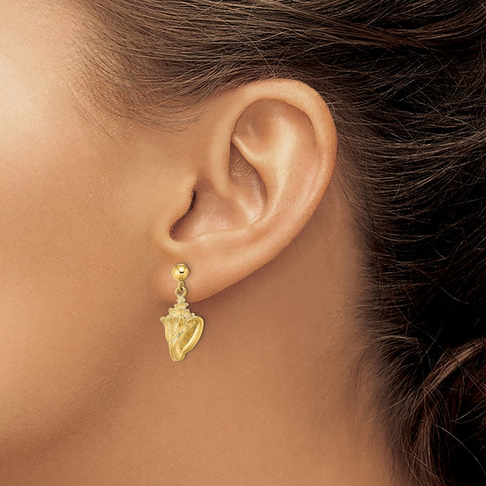 Buy Stylish 14K Gold Conch Shell Drop Earrings - Lightweight & Affordable Luxury-3