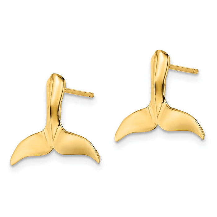 Exclusive 14K Gold Whale Tail Stud Earrings - Stylish & Affordable Design-2