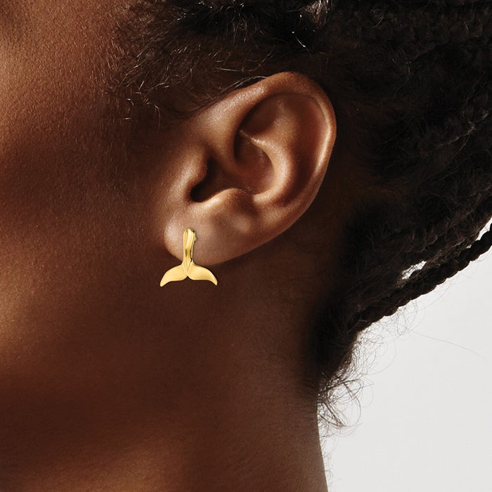 Exclusive 14K Gold Whale Tail Stud Earrings - Stylish & Affordable Design-3