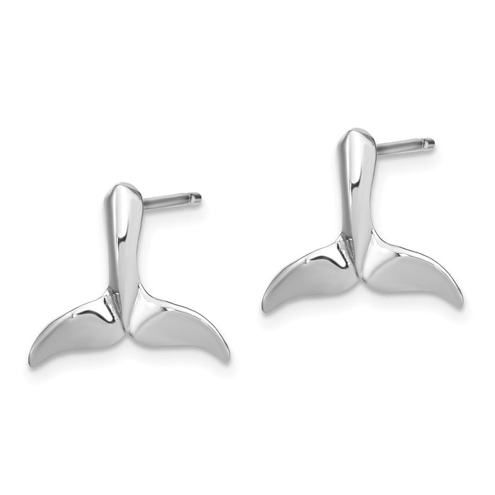 High-Quality 14K White Gold Whale Tail Stud Earrings - Stylish & Affordable!-2