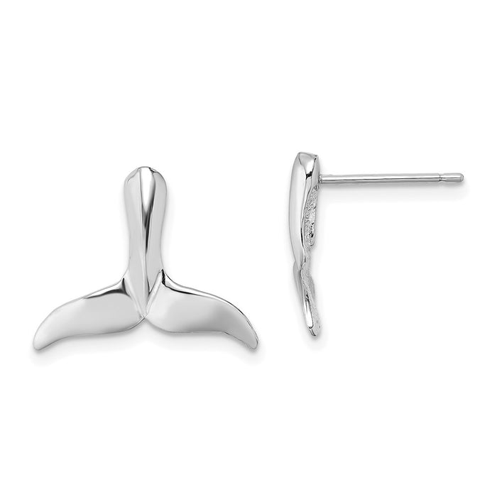 High-Quality 14K White Gold Whale Tail Stud Earrings - Stylish & Affordable!-1