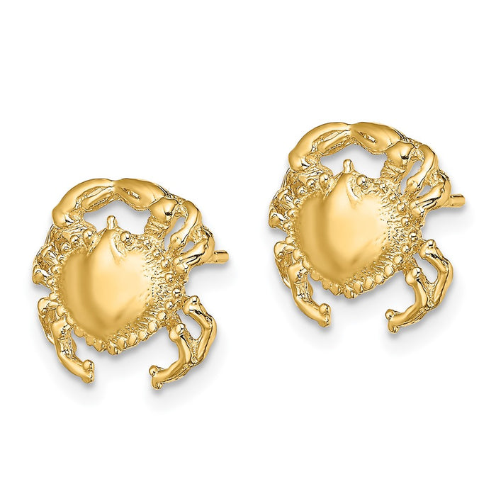 Exclusive 14K Gold Crab Post Earrings - 2D Design, Stylish & Affordable!-2