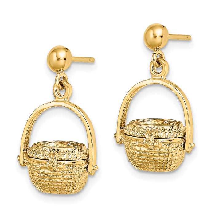 Exclusive 14K Gold 3D Nantucket Basket Drop Earrings - Stylish & Affordable!-2