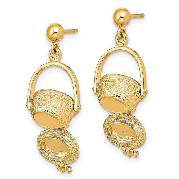 Exclusive 14K Gold 3D Nantucket Basket Drop Earrings - Stylish & Affordable!-4