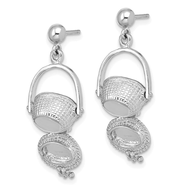 Buy Stylish 14K White Gold 3D Nantucket Basket Drop Earrings - Elegant Value-4