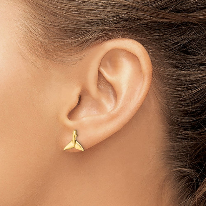 Exclusive 14K Gold Mini Whale Tail Stud Earrings - Stylish & Affordable Jewelry-3