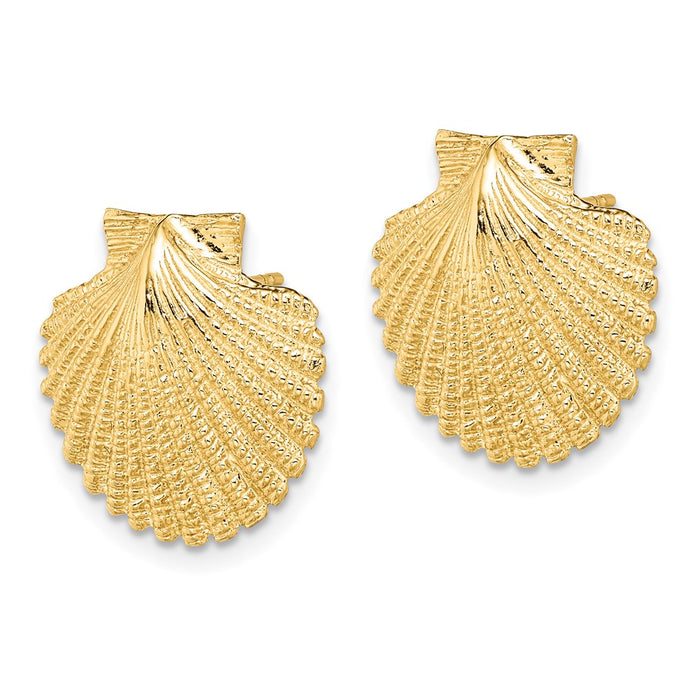 Buy Stylish 14K Gold Textured Scallop Shell Post Earrings - 2D Design-2
