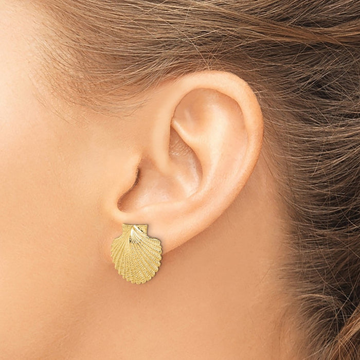 Buy Stylish 14K Gold Textured Scallop Shell Post Earrings - 2D Design-3