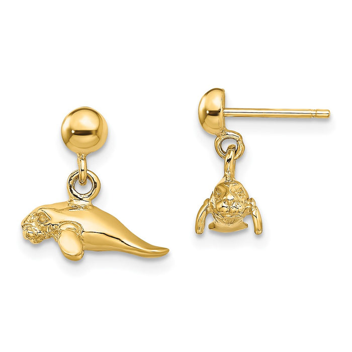 Buy Exclusive 14K Gold Mini Manatee Dangle Earrings - Stylish & Lightweight-1