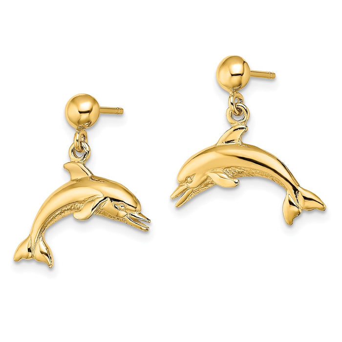 Shop Stylish 14K Gold Dolphin Dangle Earrings - High-Quality & Affordable!-2