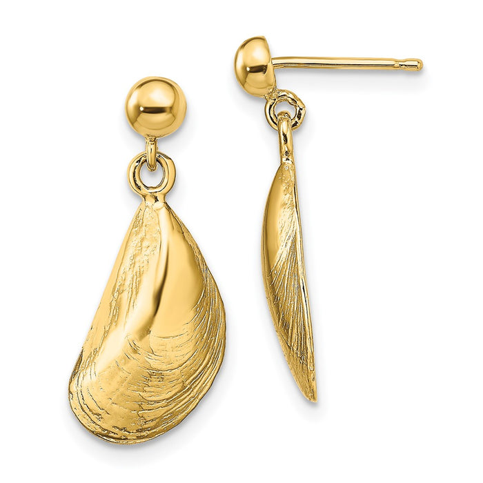 Shop Stylish 14K Gold Mussel Shell Drop Earrings - Exclusive Design, Affordable Luxury-1