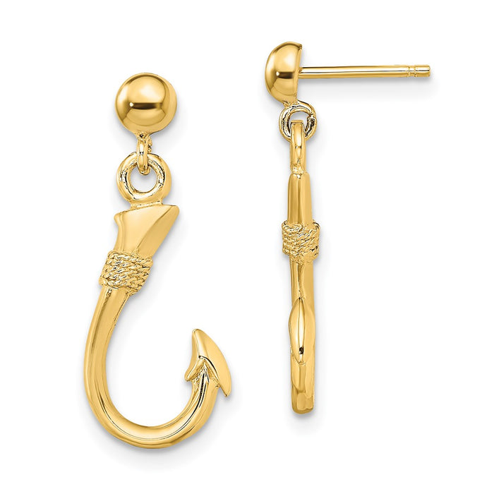 Buy Exclusive 14K Gold 3D Fish Hook Dangle Earrings - Stylish & Affordable-1