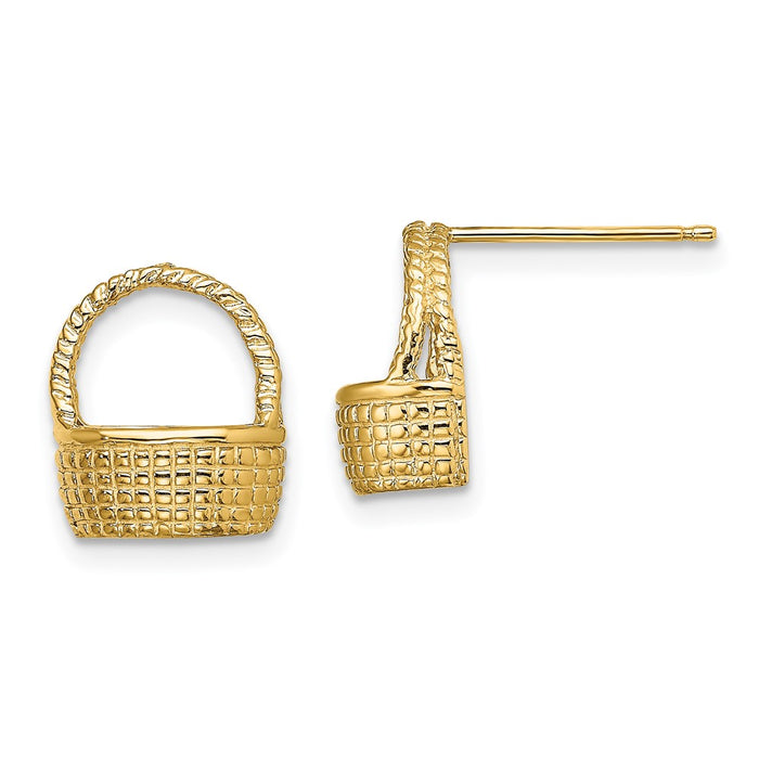 Exclusive 14K Gold Basket-Style Flat Back Post Earrings - Stylish & Affordable!-1