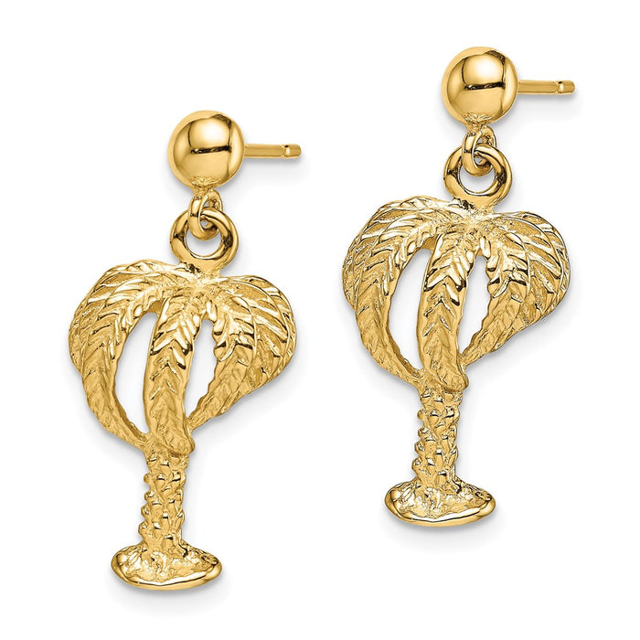 Buy Exclusive 14K Gold Palm Tree Dangle Earrings, Stylish & Lightweight-2
