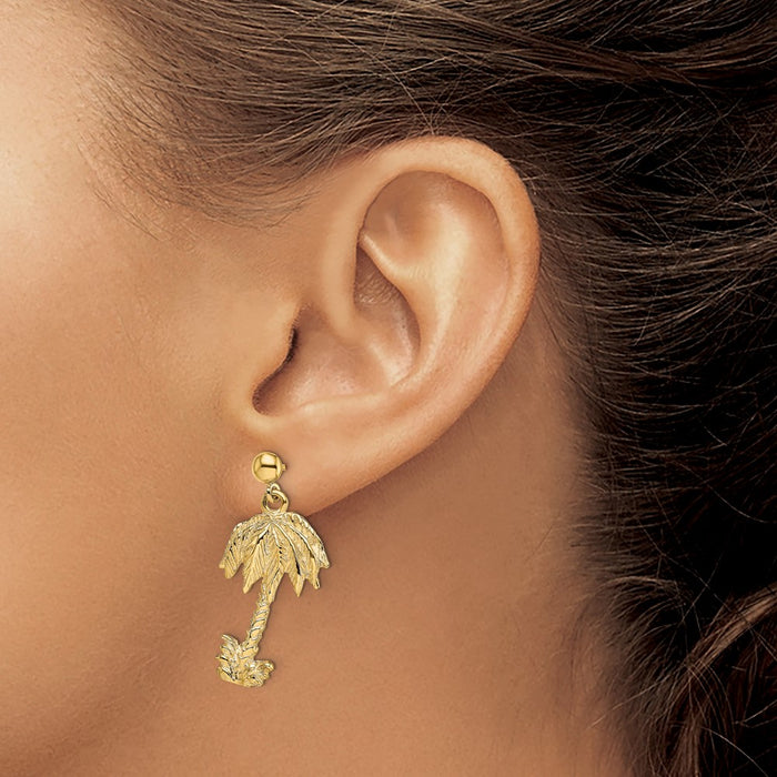 Order Stylish 14K Gold Palm Tree Dangle Earrings - Affordable Luxury Accessory-3