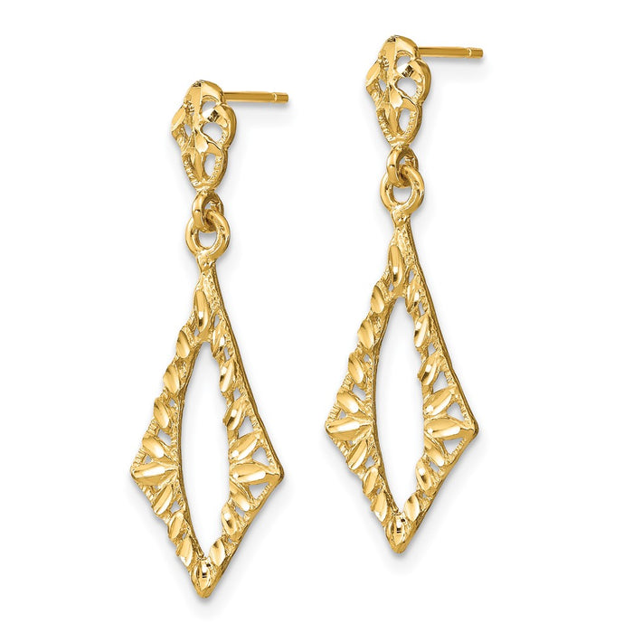 High-Quality 14K Gold Diamond-Shaped Dangle Earrings - Stylish & Affordable!-2