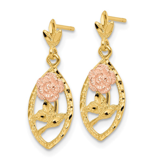 Exclusive 14K Two-Tone Floral Drop Earrings - Stylish & High-Quality Design