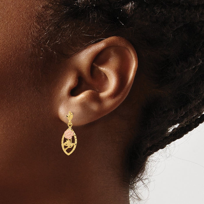 Exclusive 14K Two-Tone Floral Drop Earrings - Stylish & High-Quality Design-3