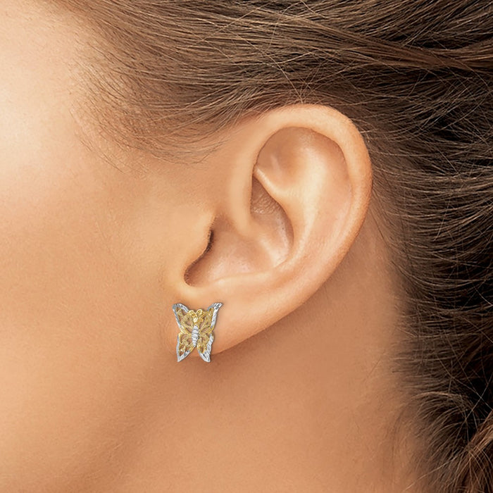 Shop Stylish 14K White Gold Rhodium-Plated Butterfly Post Earrings - 5mm-3