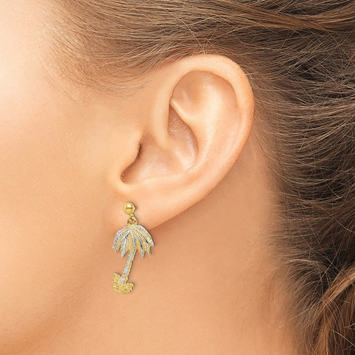 Buy Stylish 14K Textured Rhodium-Plated Palm Tree Earrings | Luxury Design-3