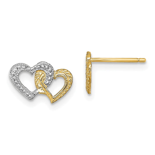 Shop Stylish 14K White Gold Intertwined Heart Post Earrings - 0.85mm, Rhodium Finish