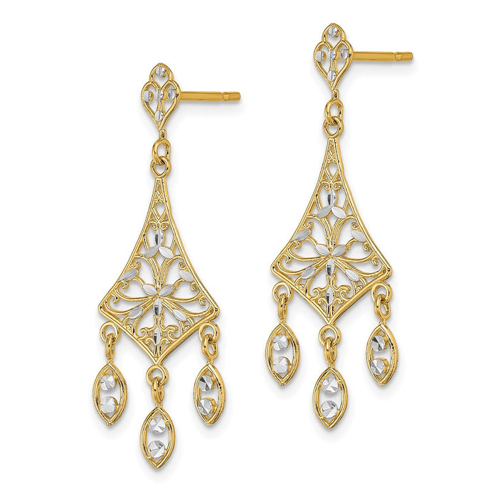 Buy Stylish 14K Gold & Rhodium Filigree Drop Chandelier Earrings - Value Choice-2