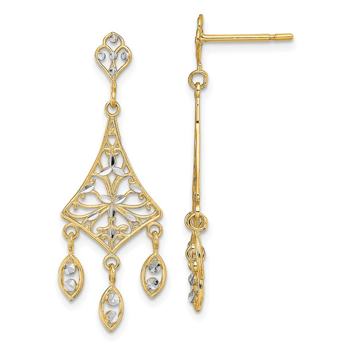 Buy Stylish 14K Gold & Rhodium Filigree Drop Chandelier Earrings - Value Choice-1