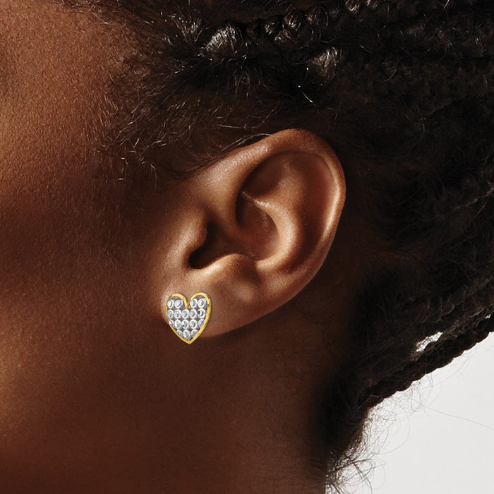 Exclusive 14K Gold & Rhodium Dangle Heart Post Earrings | Stylish Value!-3