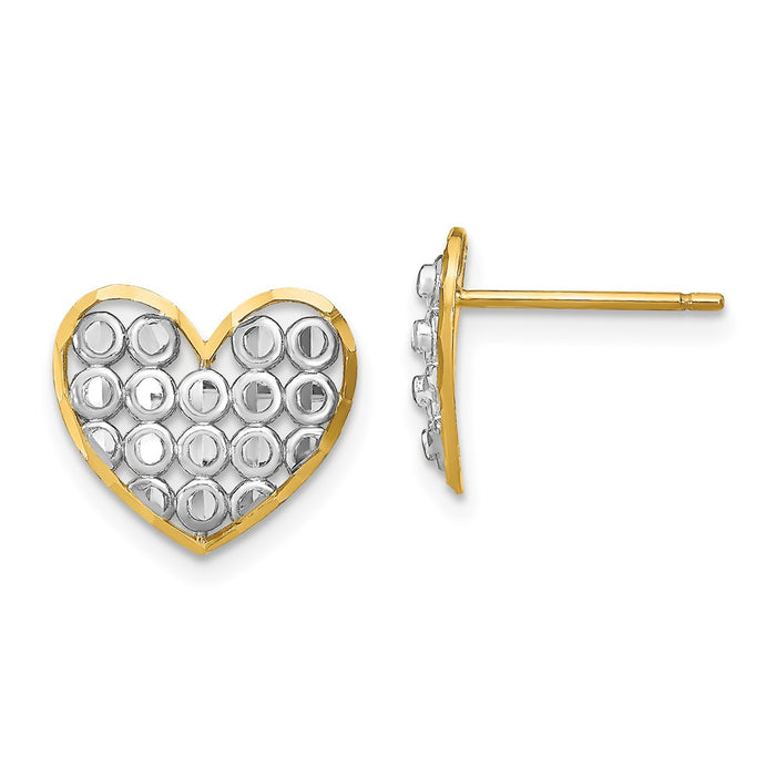 Exclusive 14K Gold & Rhodium Dangle Heart Post Earrings | Stylish Value!-1