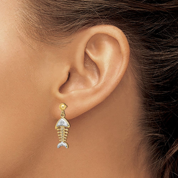 Shop Exclusive 14K White Gold Rhodium-Plated Fishbone Dangle Earrings - Stylish Design-3