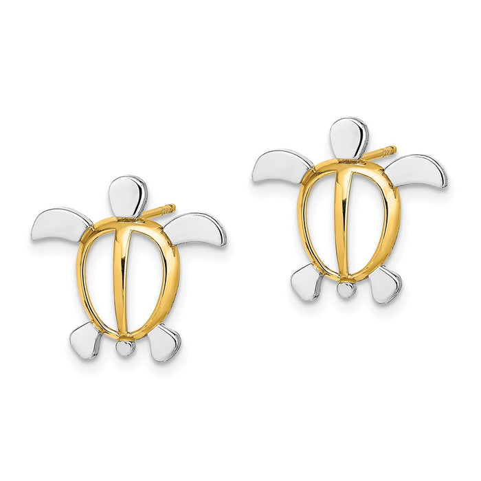 Buy Stylish 14K White Gold Rhodium-Plated Sea Turtle Stud Earrings - Affordable Luxury-2