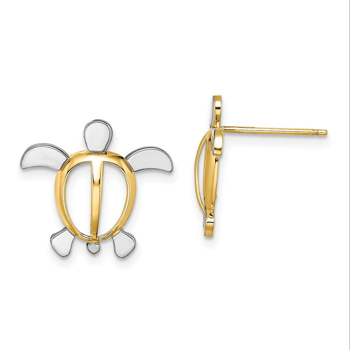 Buy Stylish 14K White Gold Rhodium-Plated Sea Turtle Stud Earrings - Affordable Luxury-1