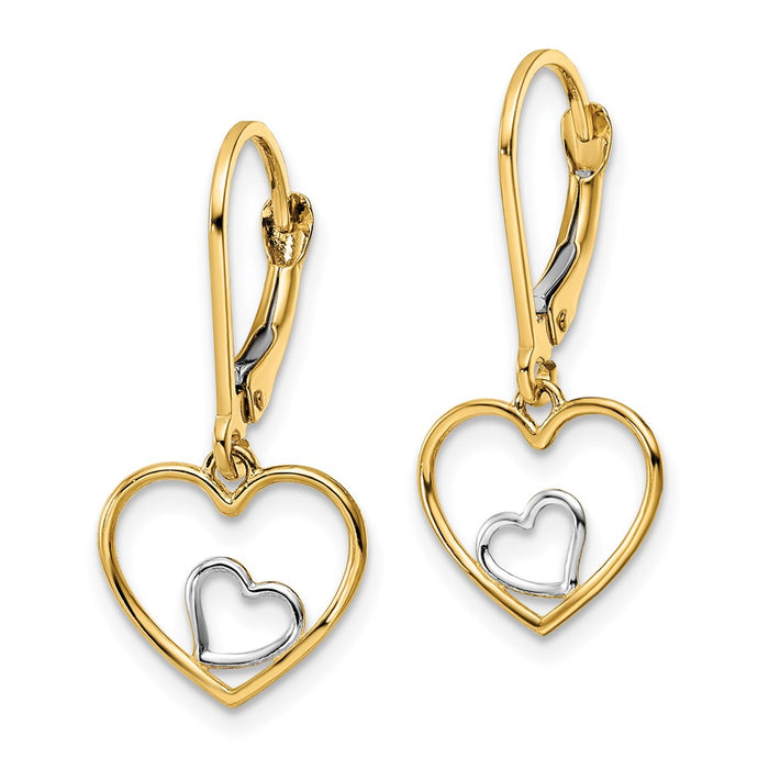 Shop Exclusive 14K Gold & Rhodium Heart-In-Heart Dangle Earrings - Stylish!-2