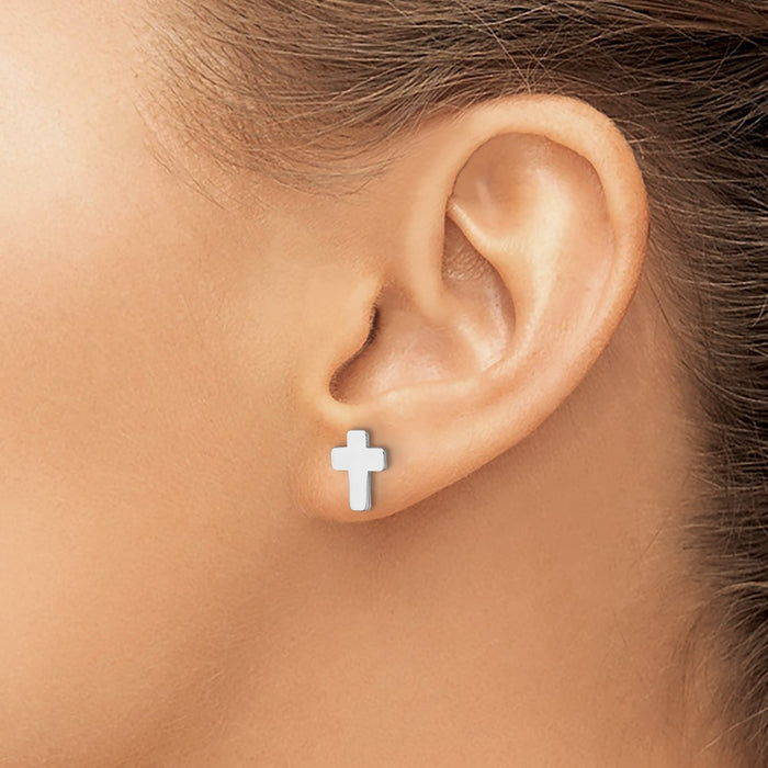 High-Quality 14K White Gold Cross Post Earrings - Stylish & Affordable Design-3
