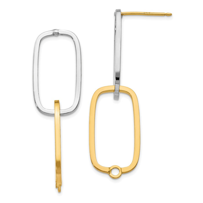 Buy Designer 14K Two-Tone Rectangle Stud Earrings - Stylish & Affordable Luxury-5