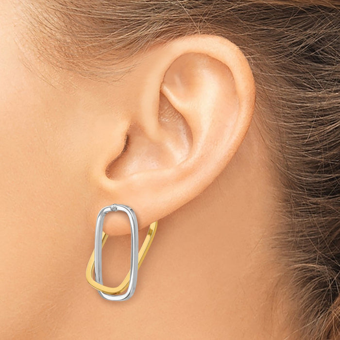 Buy Designer 14K Two-Tone Rectangle Stud Earrings - Stylish & Affordable Luxury-8